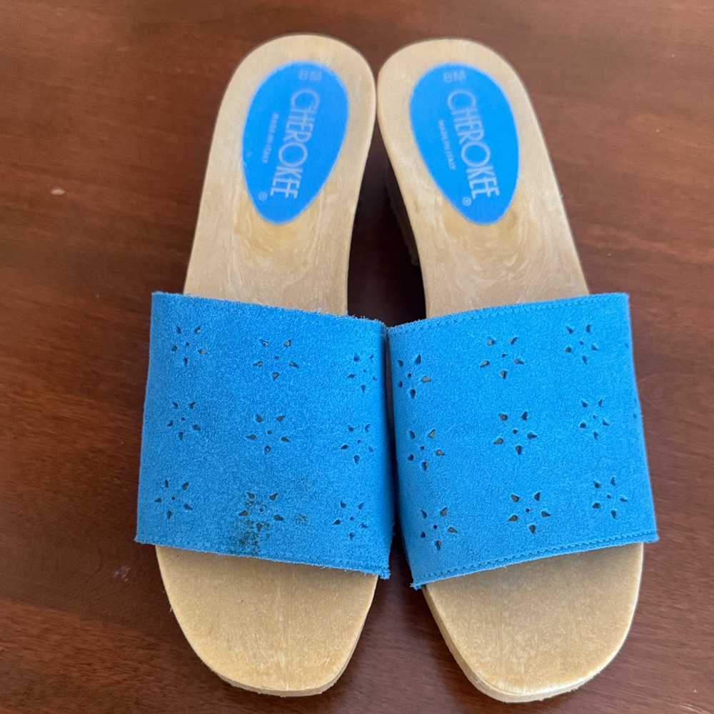 Cherokee Women's Vintage Blue Suede Mules Size 8